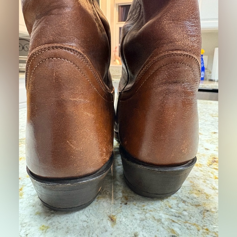 Tony Lama Men’s 9 Brown Oil Tanned Leather Cowboy Boots Vintage Western - Picture 6 of 7